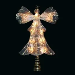 KSA Angels-13" Lighted Gold And Reflector Angel Christmas Tree Topper - Clear Lights