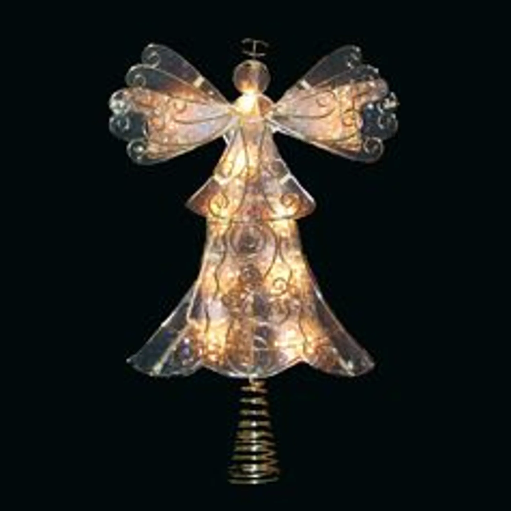 KSA Angels-13" Lighted Gold And Reflector Angel Christmas Tree Topper - Clear Lights