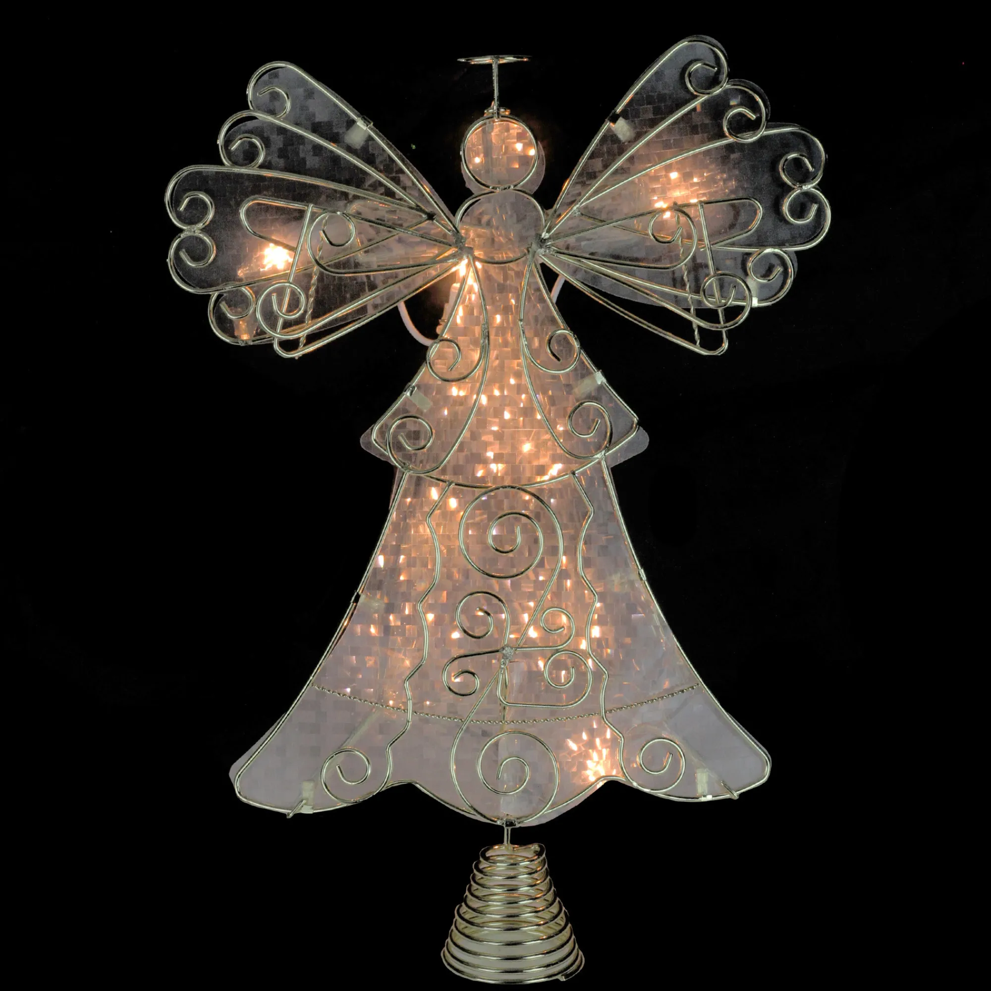 Kurt Adler Angels-13" Lighted Gold And White Angel Christmas Tree Topper - Clear Lights