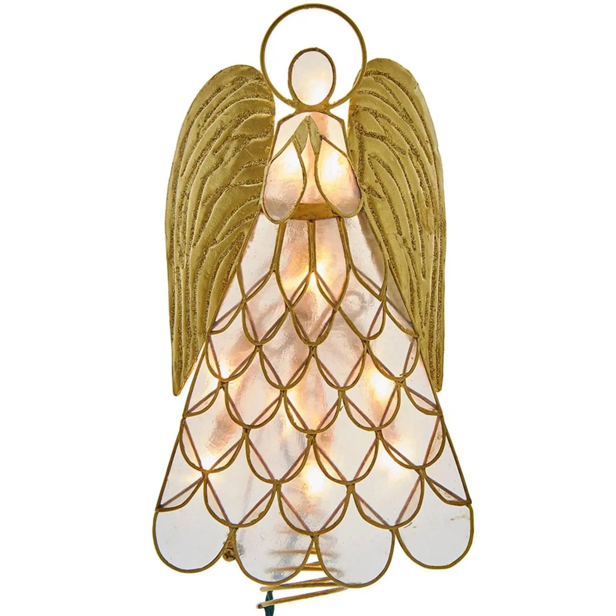 KSA Stars-10" Lighted Gold Angel Christmas Tree Topper, Clear Lights