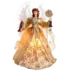 KSA Angels-19" Lighted Gold Angel Holding Candle And Snowflake Christmas Tree Topper, Clear Lights