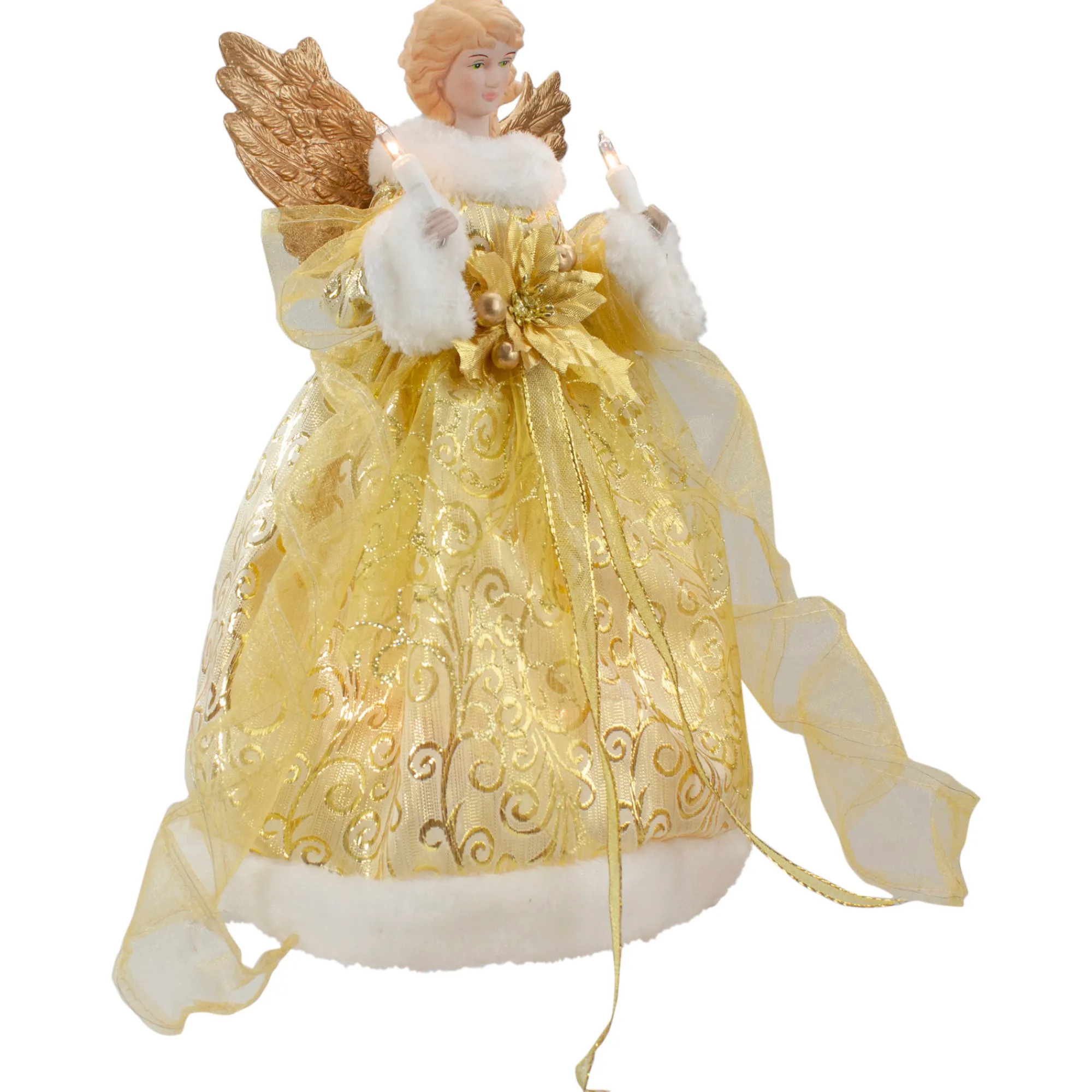 Northlight Angels-12" Lighted Gold Angel With Wings Christmas Tree Topper - Clear Lights