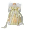 Kurt Adler Angels-10" Lighted Gold Angel With Feathered Wings Christmas Tree Topper - Clear Lights