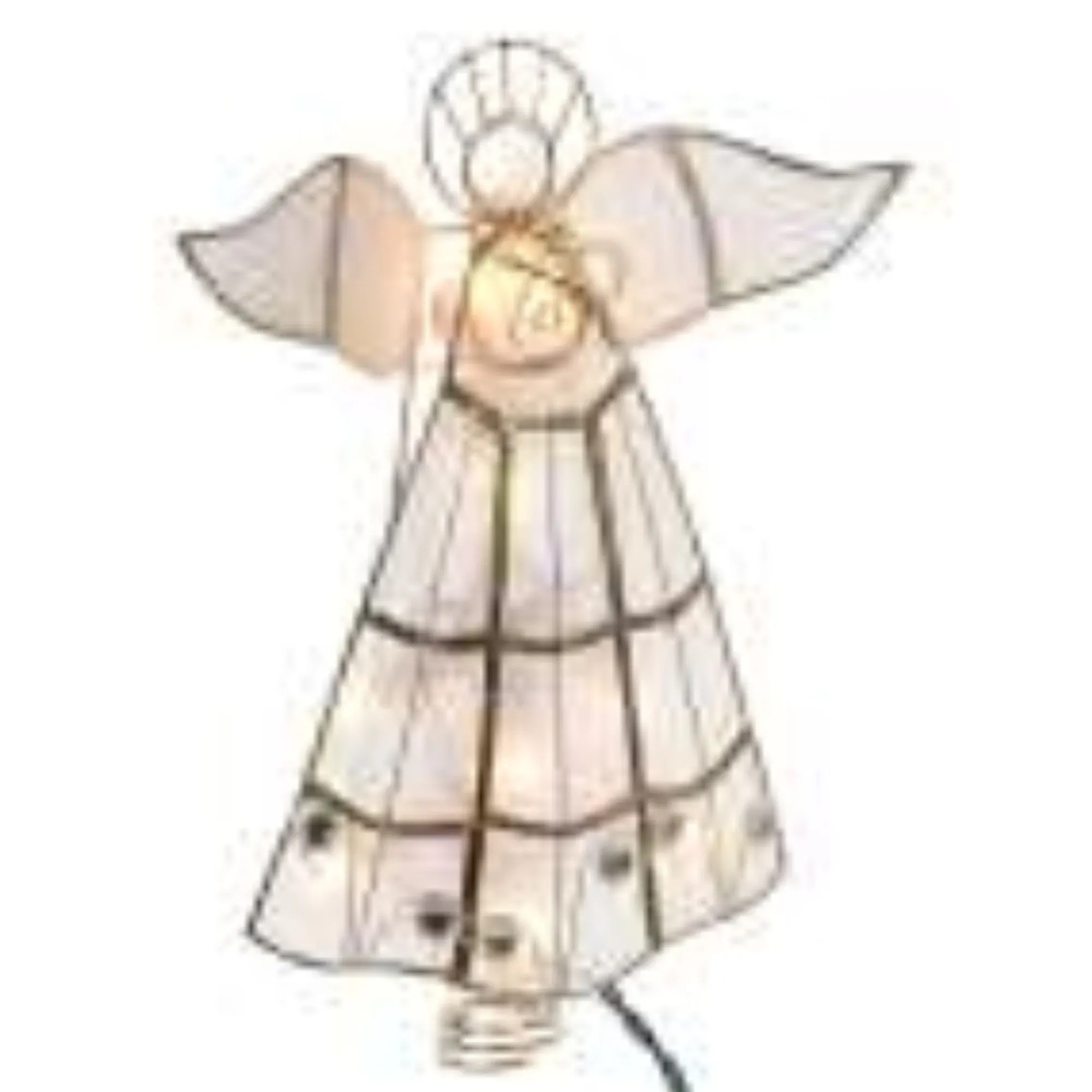 Kurt Adler Angels-9.75" Lighted Gold Capiz Angel Trumpeter Christmas Tree Topper - Clear Lights