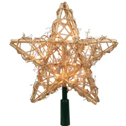 Kurt Adler Stars-9" Lighted Gold 3D Star Christmas Tree Topper - Clear Lights