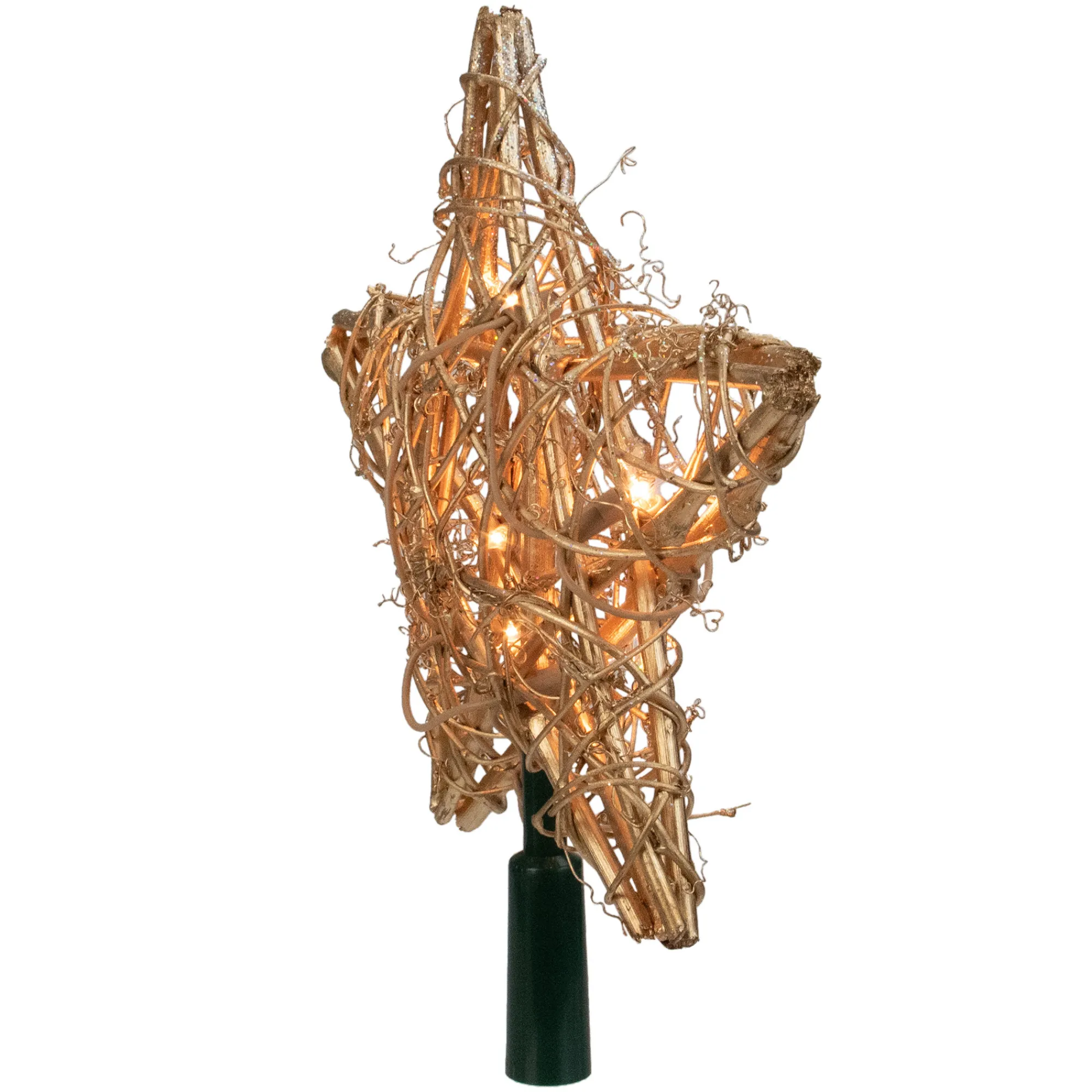 Kurt Adler Stars-9" Lighted Gold 3D Star Christmas Tree Topper - Clear Lights