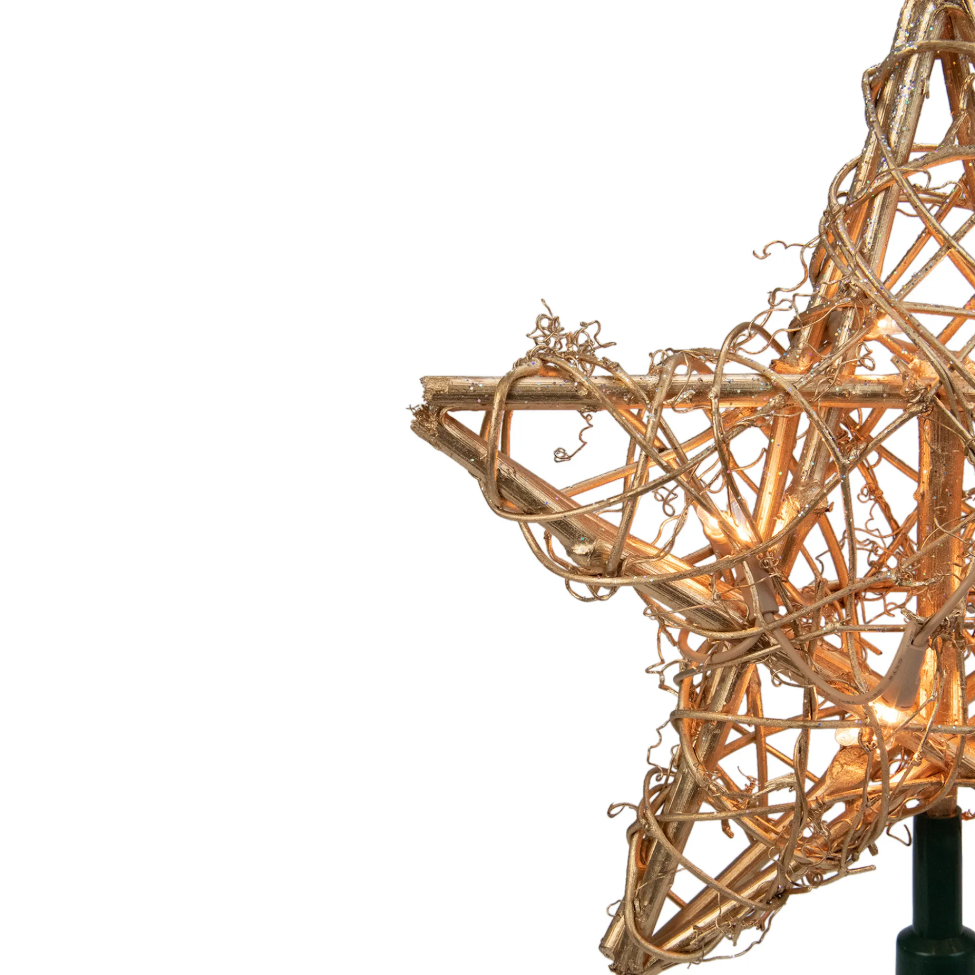 Kurt Adler Stars-9" Lighted Gold 3D Star Christmas Tree Topper - Clear Lights