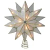 Kurt Adler Stars-8.5" Lighted Gold Double Tip Star Christmas Tree Topper - Clear Lights