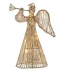 KSA Stars-13" Lighted Gold Glittered Angel Christmas Tree Topper, Clear Lights