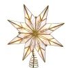 KSA Stars-9.25" Lighted Gold Glittered Star Christmas Tree Topper, Clear Lights