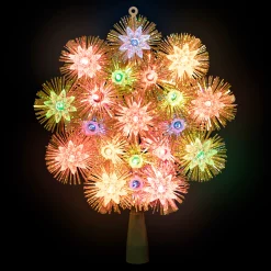 Northlight Stars-8" Lighted Gold Retro Tinsel Snowflake Christmas Tree Topper - Multi Lights