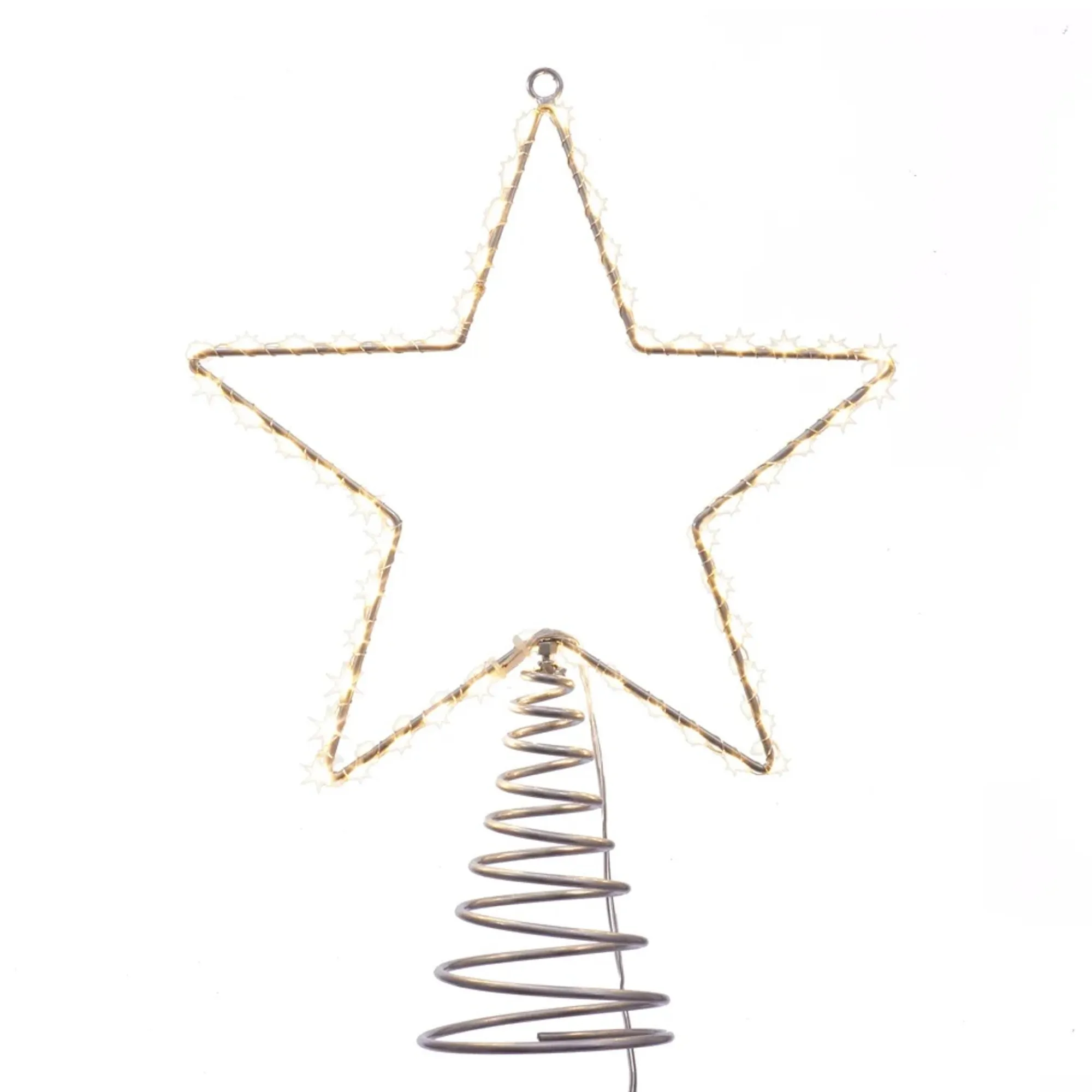 KSA Stars-10.25" Lighted Gold Star Christmas Tree Topper, Warm White Lights