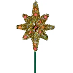 Northlight Stars-21" Lighted Gold Star Of Bethlehem Christmas Tree Topper - Multi-Color Lights