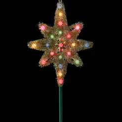 Northlight Stars-21" Lighted Gold Star Of Bethlehem Christmas Tree Topper - Multicolor Lights