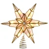 KSA Stars-9.5" Lighted Gold Star With Glittered Christmas Tree Topper, Warm White Lights