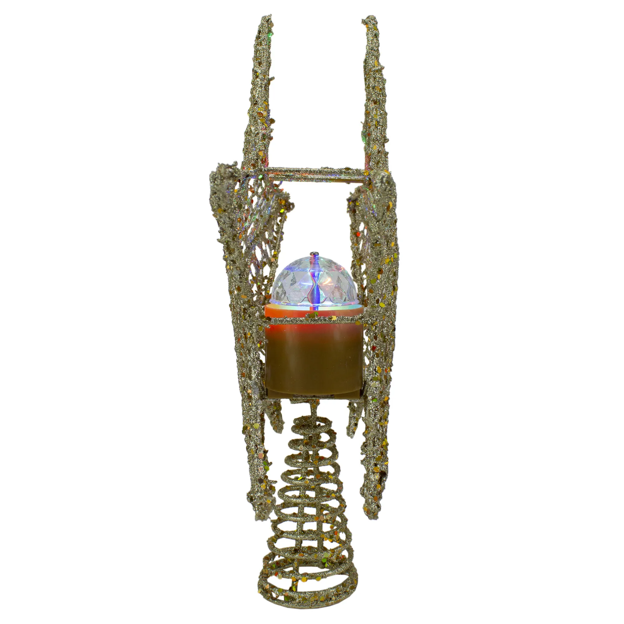 Northlight Stars-13" Lighted Gold Star With Rotating Projector Christmas Tree Topper - Multicolor Led Lights