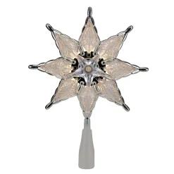 Northlight Stars-8" Lighted Gray 8 Point Star Christmas Tree Topper - Clear Lights