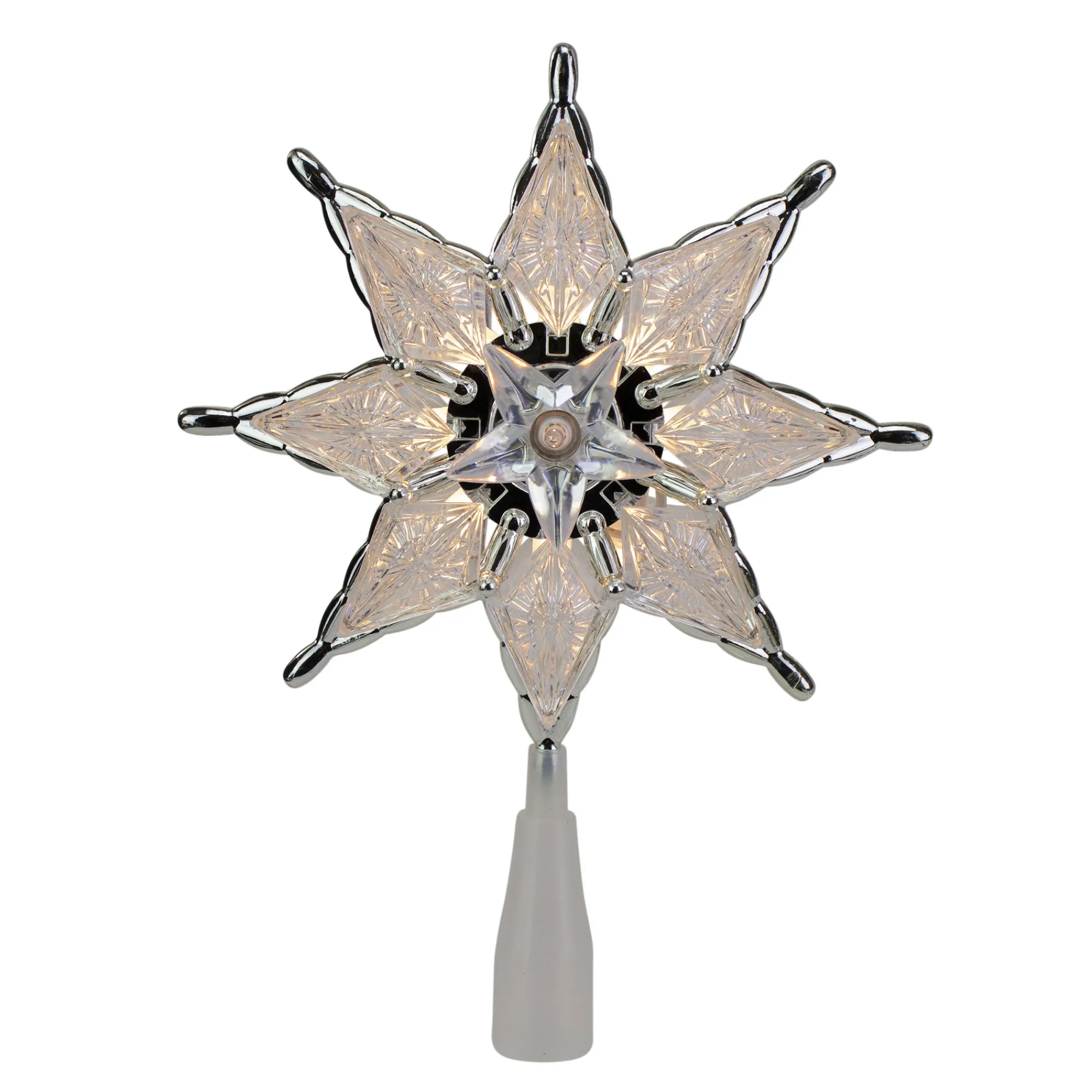 Northlight Stars-8" Lighted Gray 8 Point Star Christmas Tree Topper - Clear Lights
