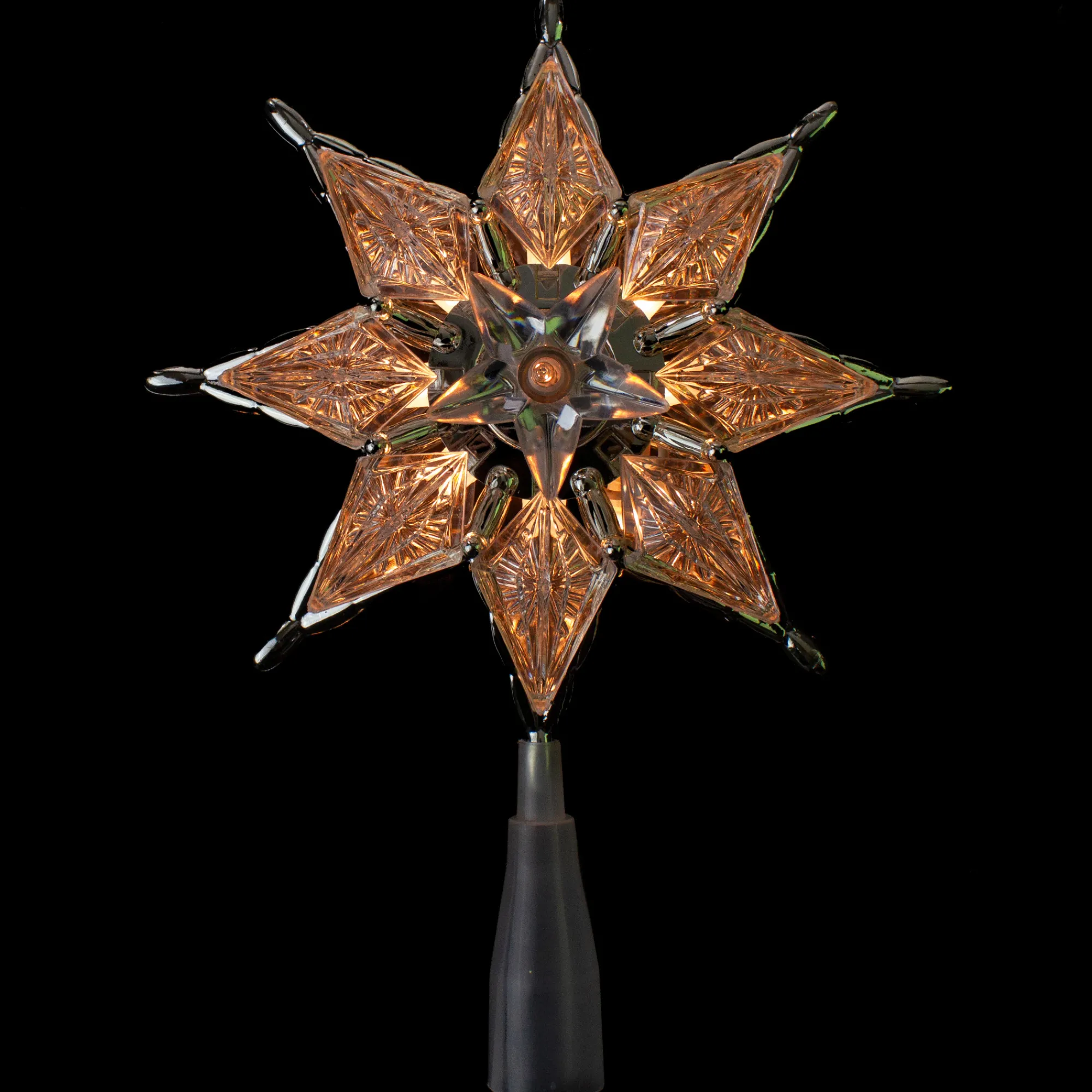 Northlight Stars-8" Lighted Gray 8 Point Star Christmas Tree Topper - Clear Lights