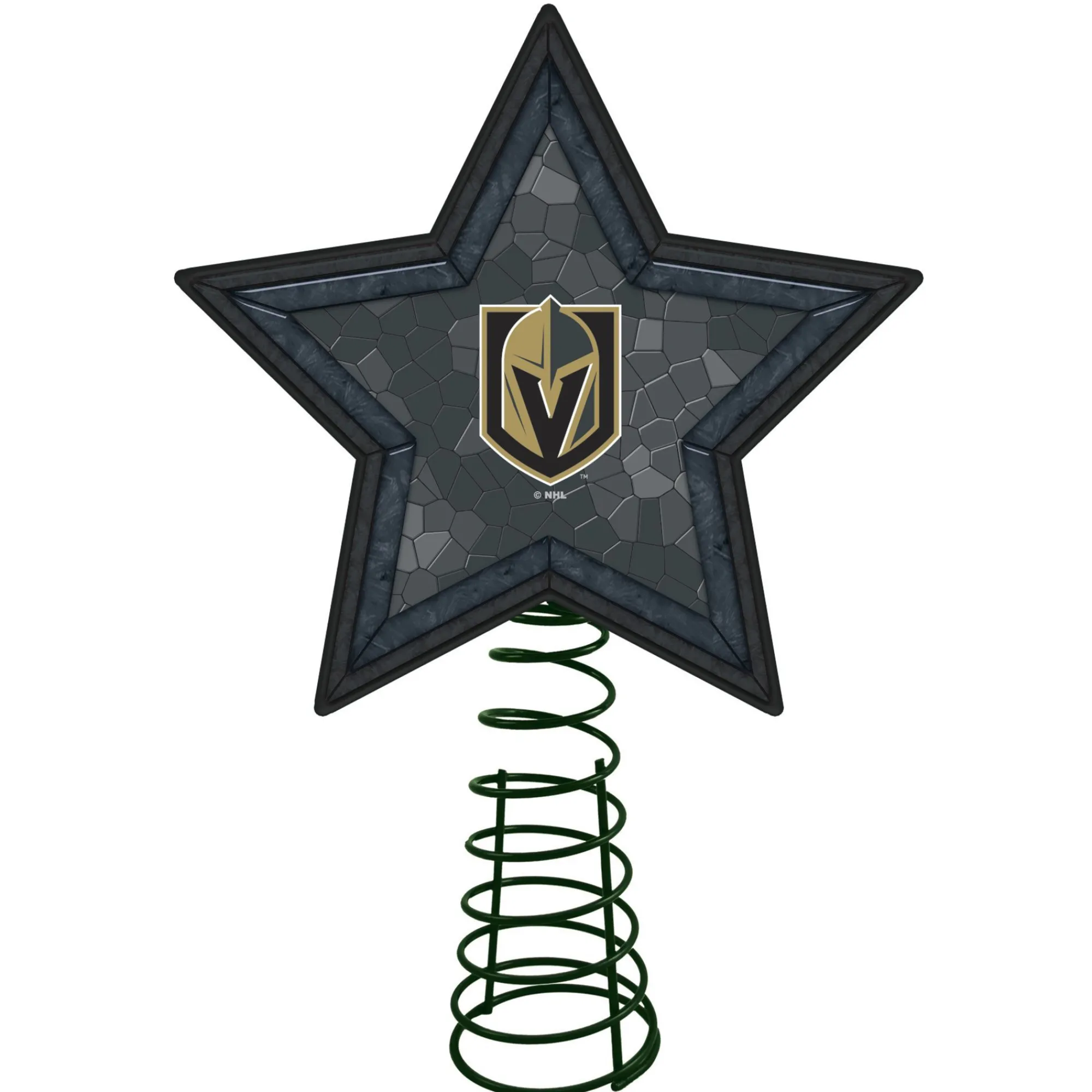 The Memory Company Stars-10" Lighted Gray And Black Mosaic Style Star Nhl Vegas Golden Knights Christmas Tree Topper