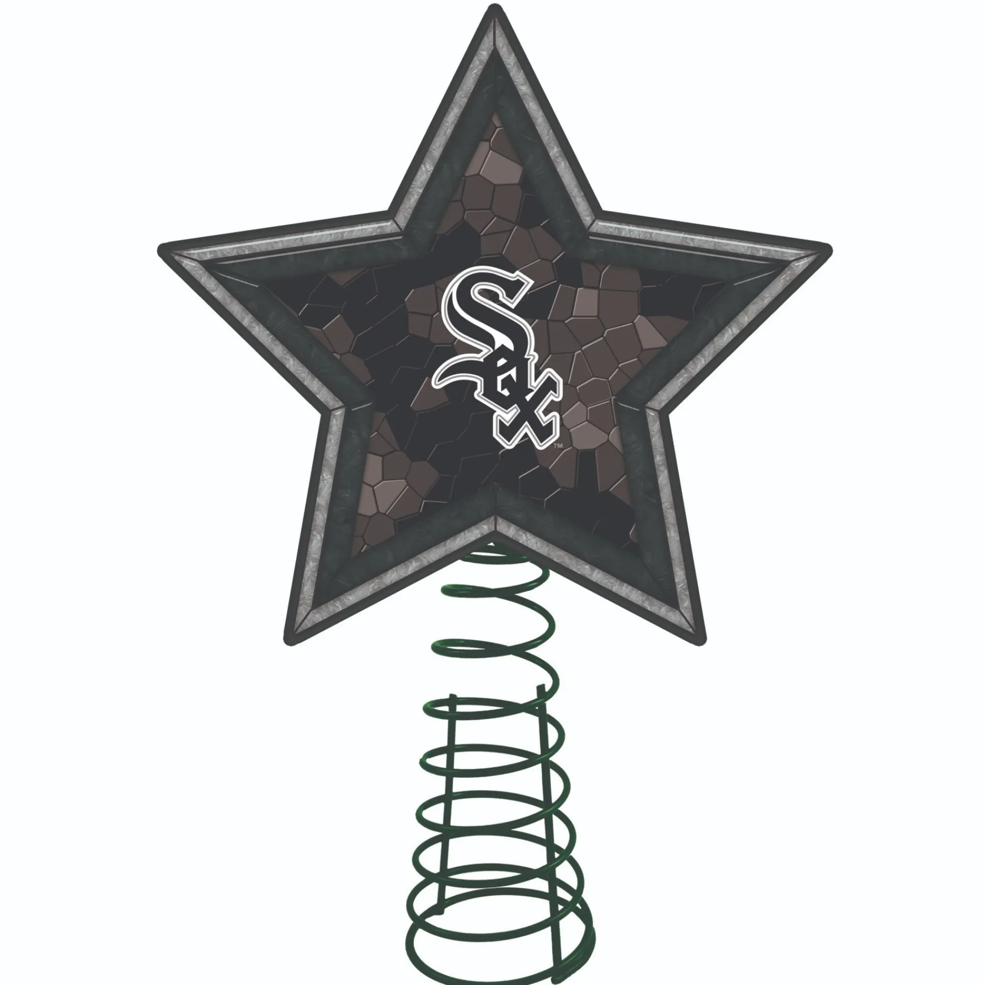 The Memory Company Stars-10" Lighted Gray And Brown Star Mlb Chicago White Sox Christmas Tree Topper