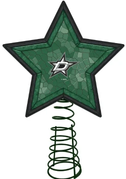 The Memory Company Stars-10" Lighted Green And Black Star Nhl Dallas Stars Mosaic Christmas Tree Topper