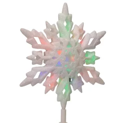 KSA Stars-11.25" Lighted Green And Blue Snowflakes Christmas Tree Topper, White Lights