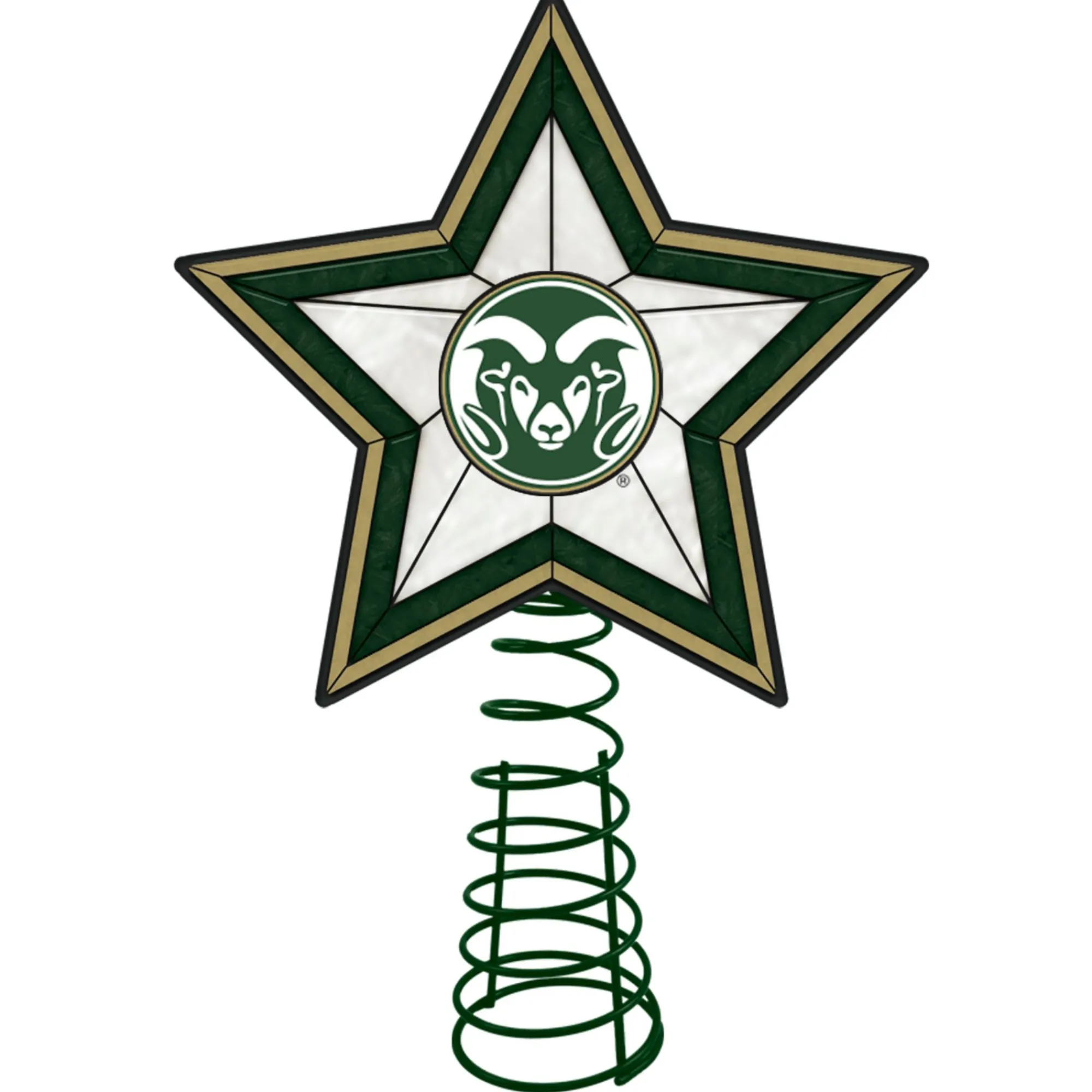 The Memory Company Stars-10" Lighted Green And Brown Star Ncaa Colorado State Rams Christmas Tree Topper