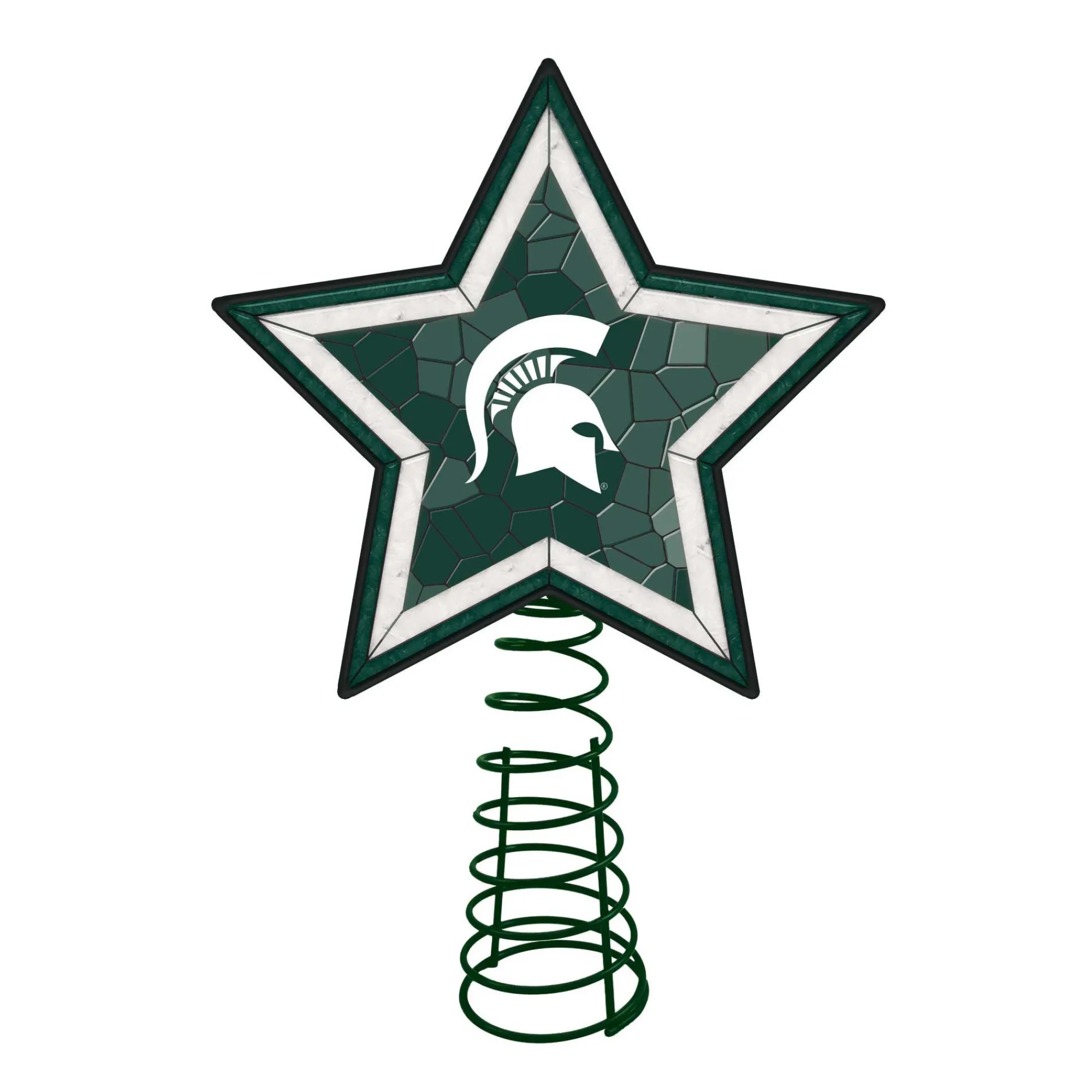 The Memory Company Stars-10" Lighted Green And White Star Ncaa Michigan State Spartans Christmas Tree Topper