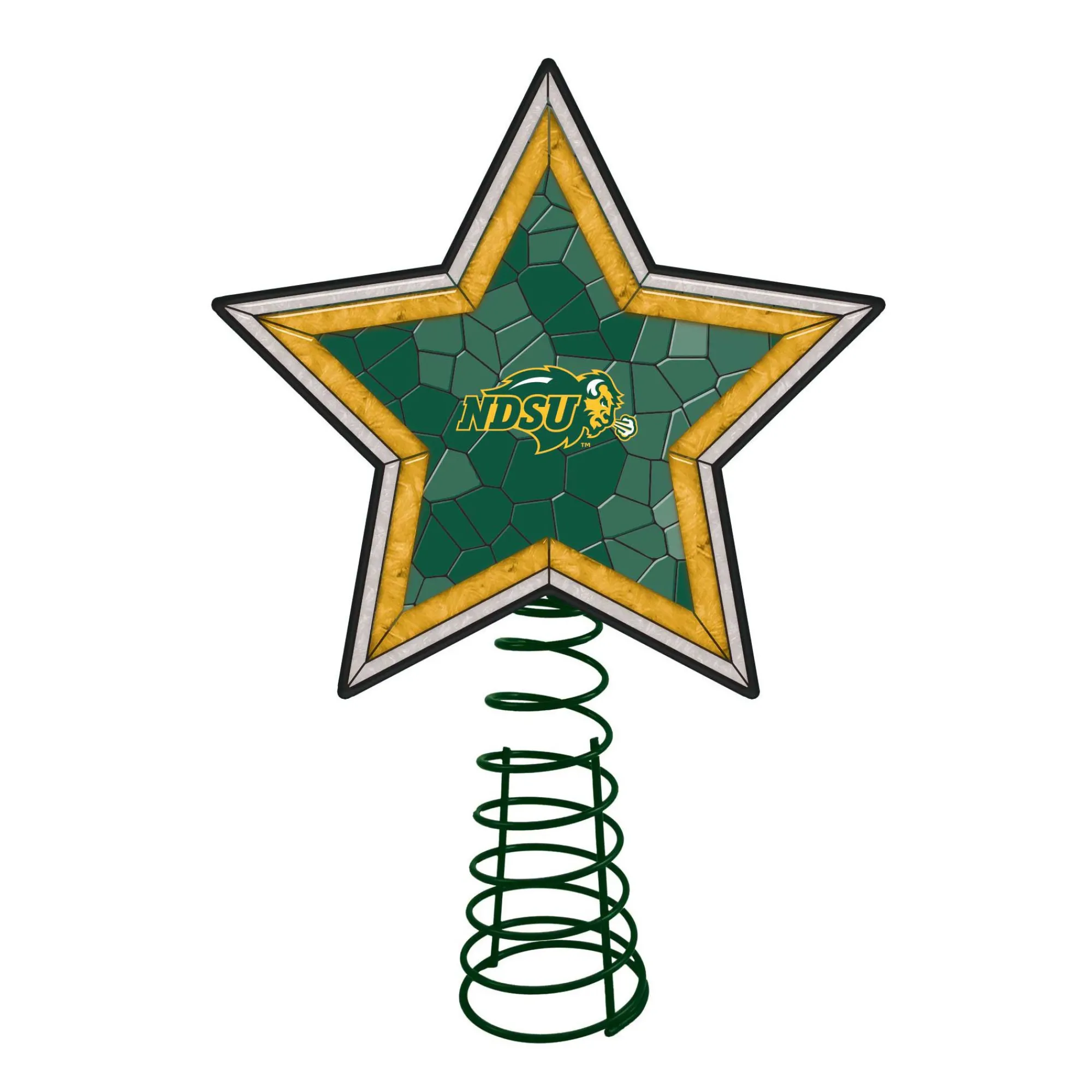 The Memory Company Stars-10" Lighted Green And Yellow Star Ncaa North Dakota State Bison Christmas Tree Topper