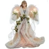 KSA Stars-18" Lighted Ivory And Gray Angel With Star Candles Christmas Tree Topper, Clear Lights