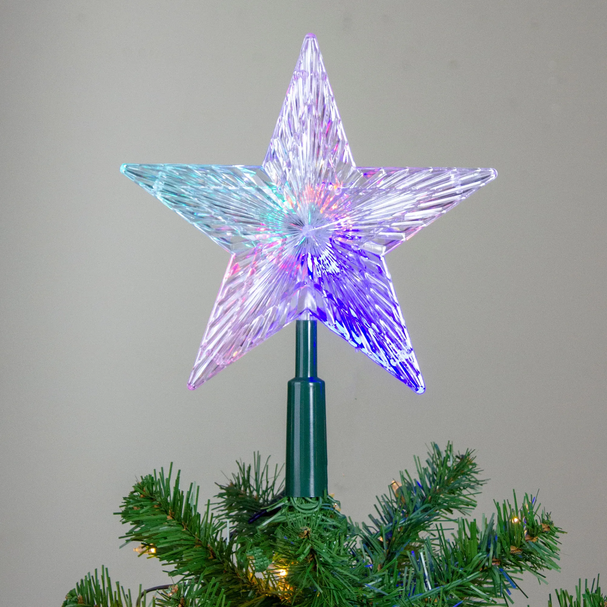 Kurt Adler Stars-8.5" Lighted Led Color Changing Star Christmas Tree Topper - Multi Lights