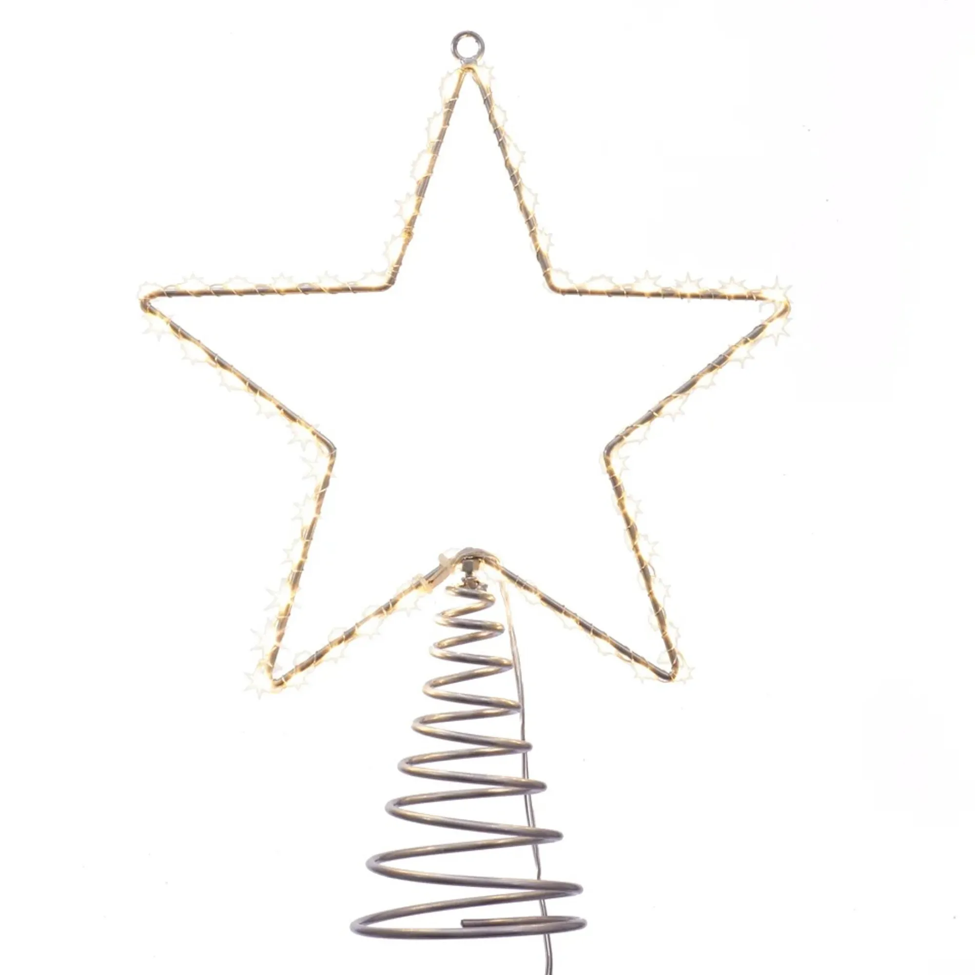 KSA Stars-15.5" Lighted Led Silver And Gold Star Christmas Tree Topper, Warm White Lights