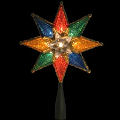 Northlight Stars-8" Lighted Multi Color 8-Point Star Christmas Tree Topper - Clear Lights