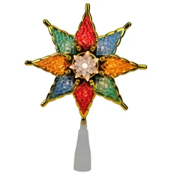Northlight Stars-7.75" Lighted Multi-Color Mosaic Star Christmas Tree Topper - Clear Lights