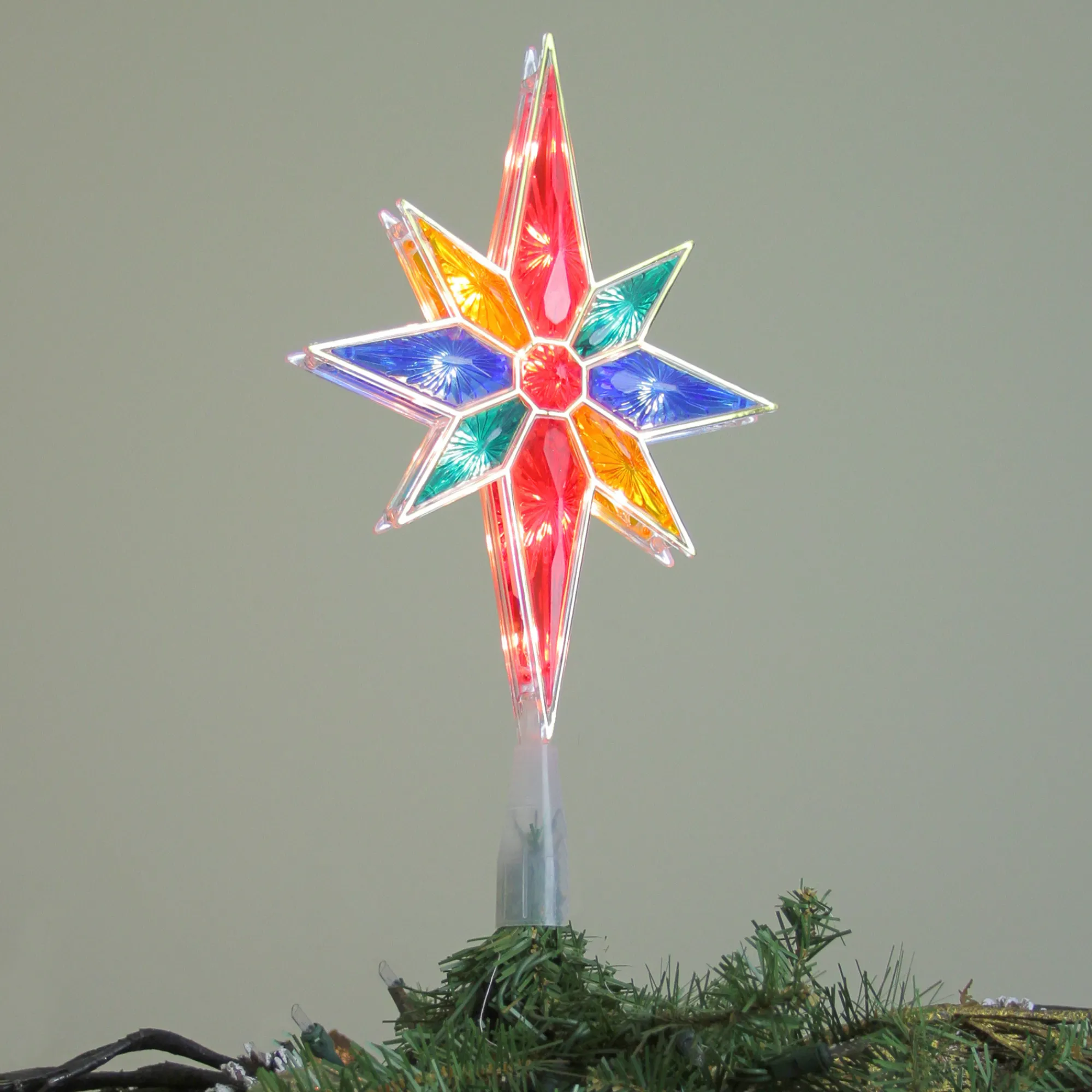 Northlight Stars-11" Lighted Multi-Color Mosaic Bethlehem Star Christmas Tree Topper