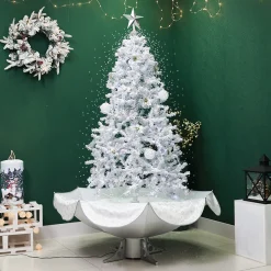 Northlight Snowing-6' Lighted Musical Snowing Artificial Tinsel Christmas Tree, White Led Lights