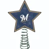The Memory Company Stars-10" Lighted Navy Blue And White Mosaic Style Star Mlb Milwaukee Brewers Christmas Tree Topper