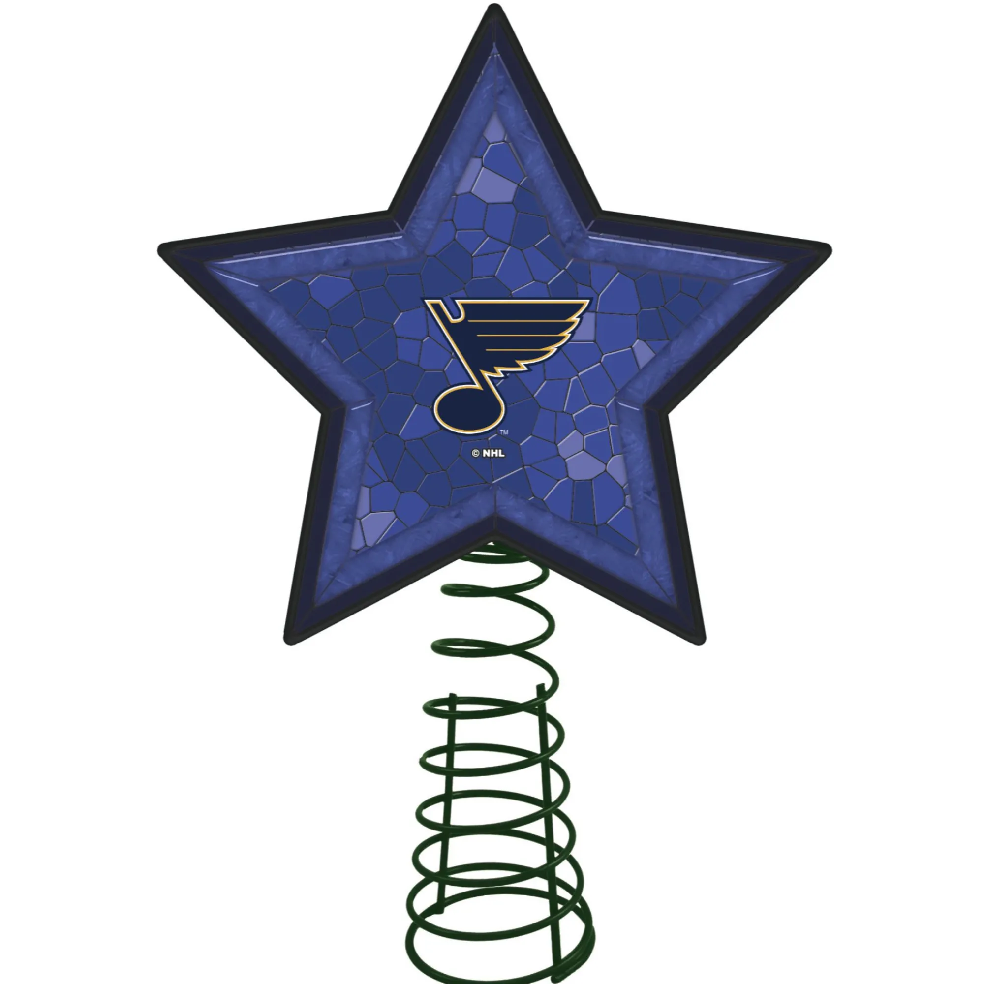 The Memory Company Stars-10" Lighted Navy Blue And Yellow Mosaic Style Star Nhl St. Louis Blues Christmas Tree Topper