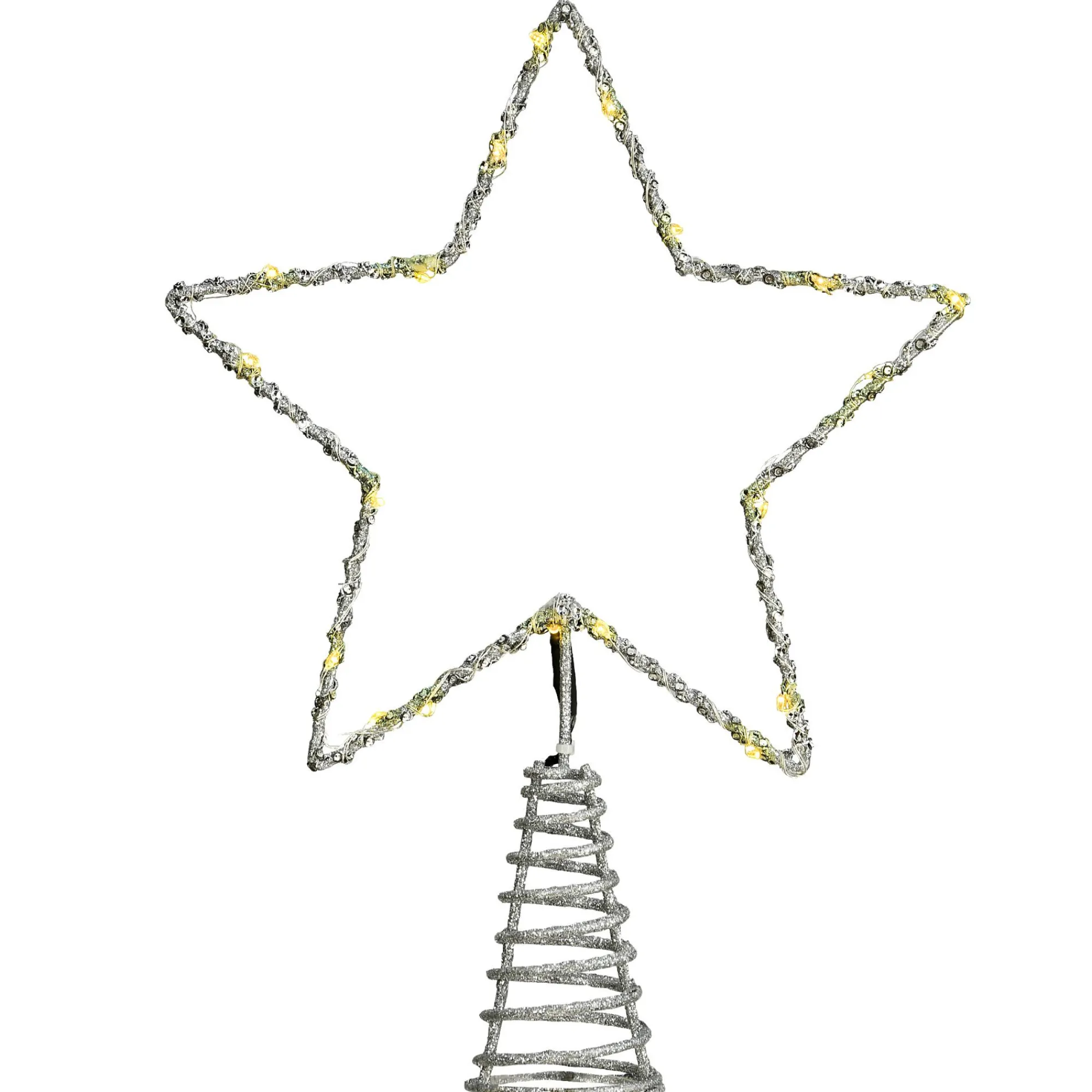 Christmas Central Stars-13.5" Lighted Open Star Christmas Tree Topper, Dual Color Lights