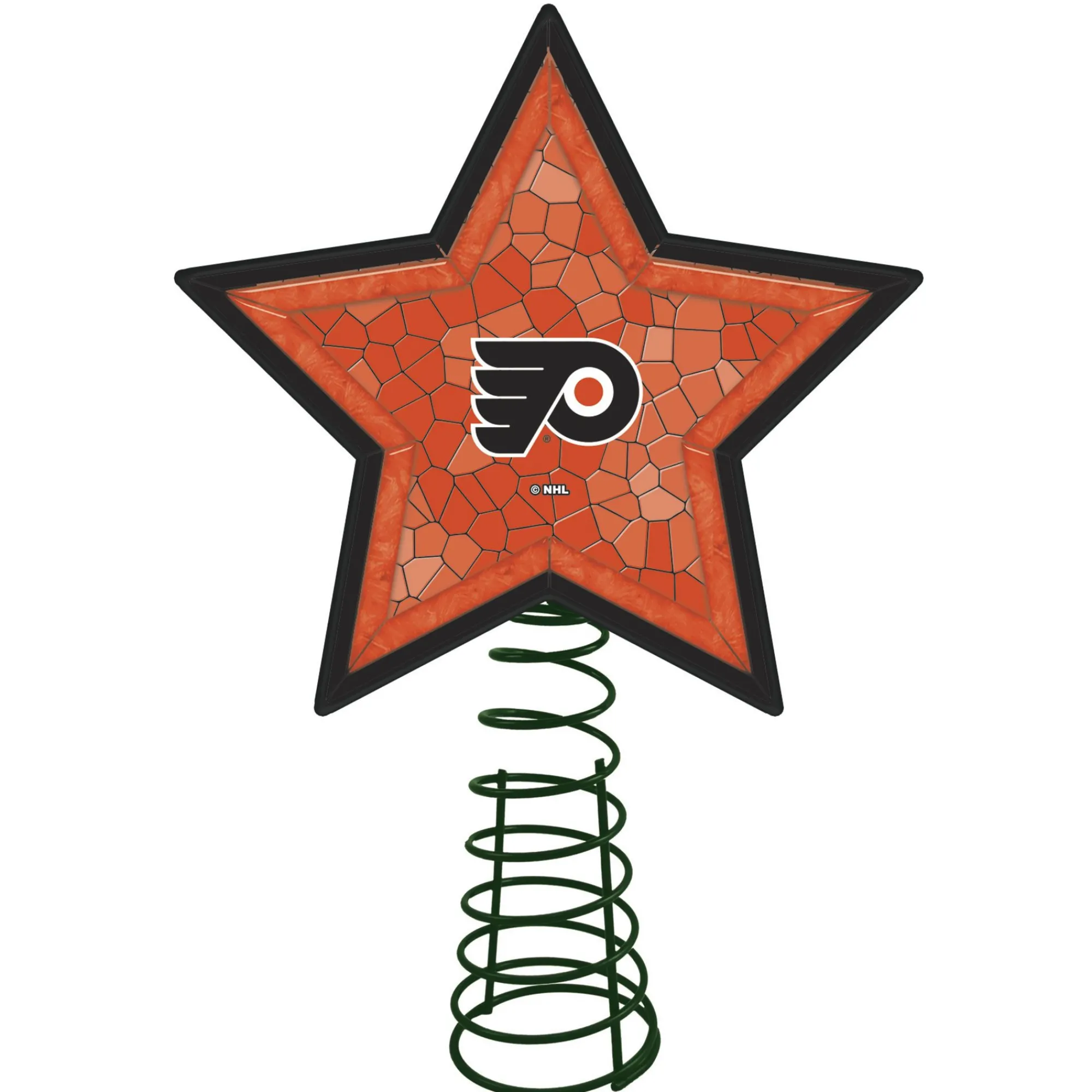 The Memory Company Stars-10" Lighted Orange And Black Star Nhl Philadelphia Flyers Christmas Tree Topper