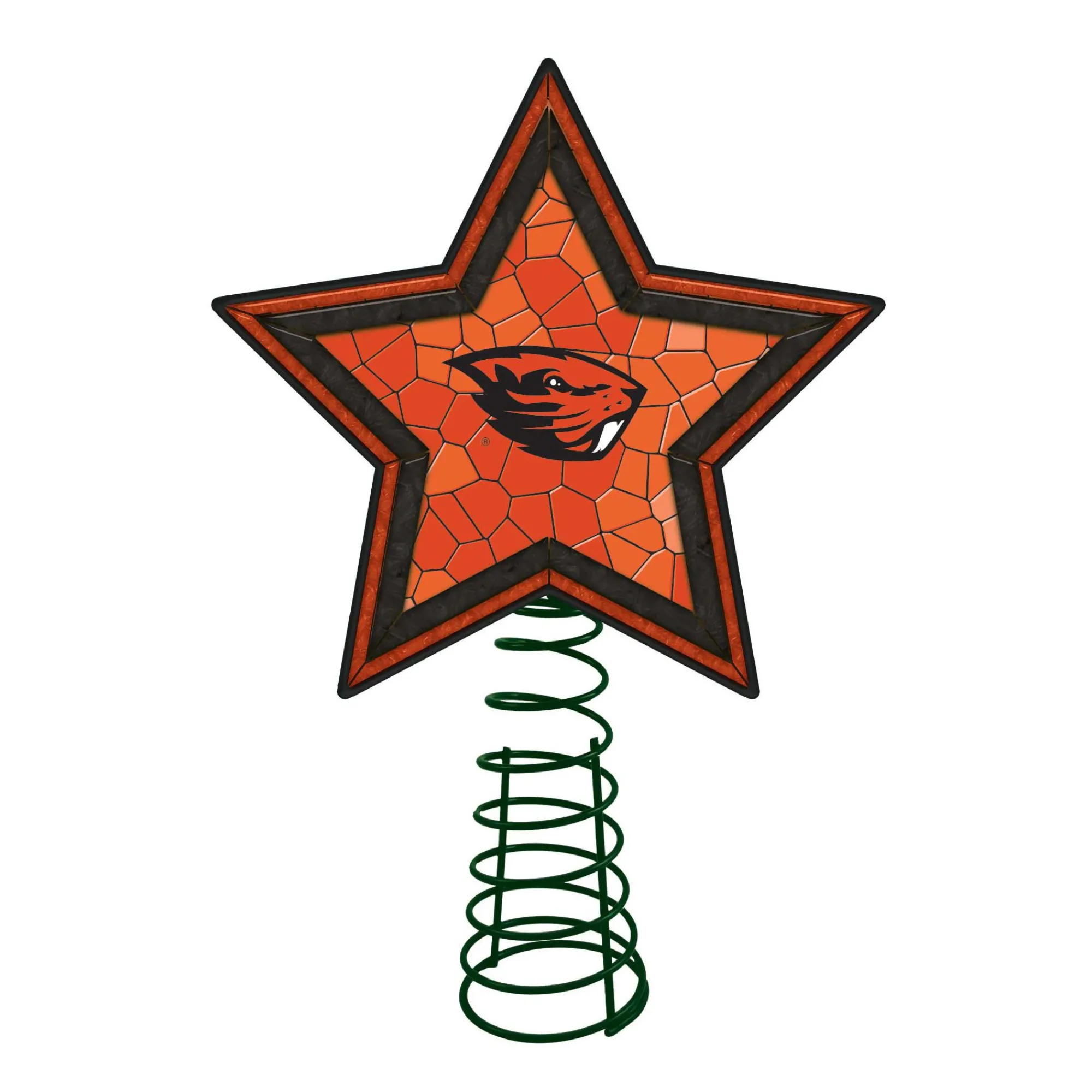 The Memory Company Stars-10" Lighted Orange And Black Star Ncaa Oregon State Beavers Christmas Tree Topper
