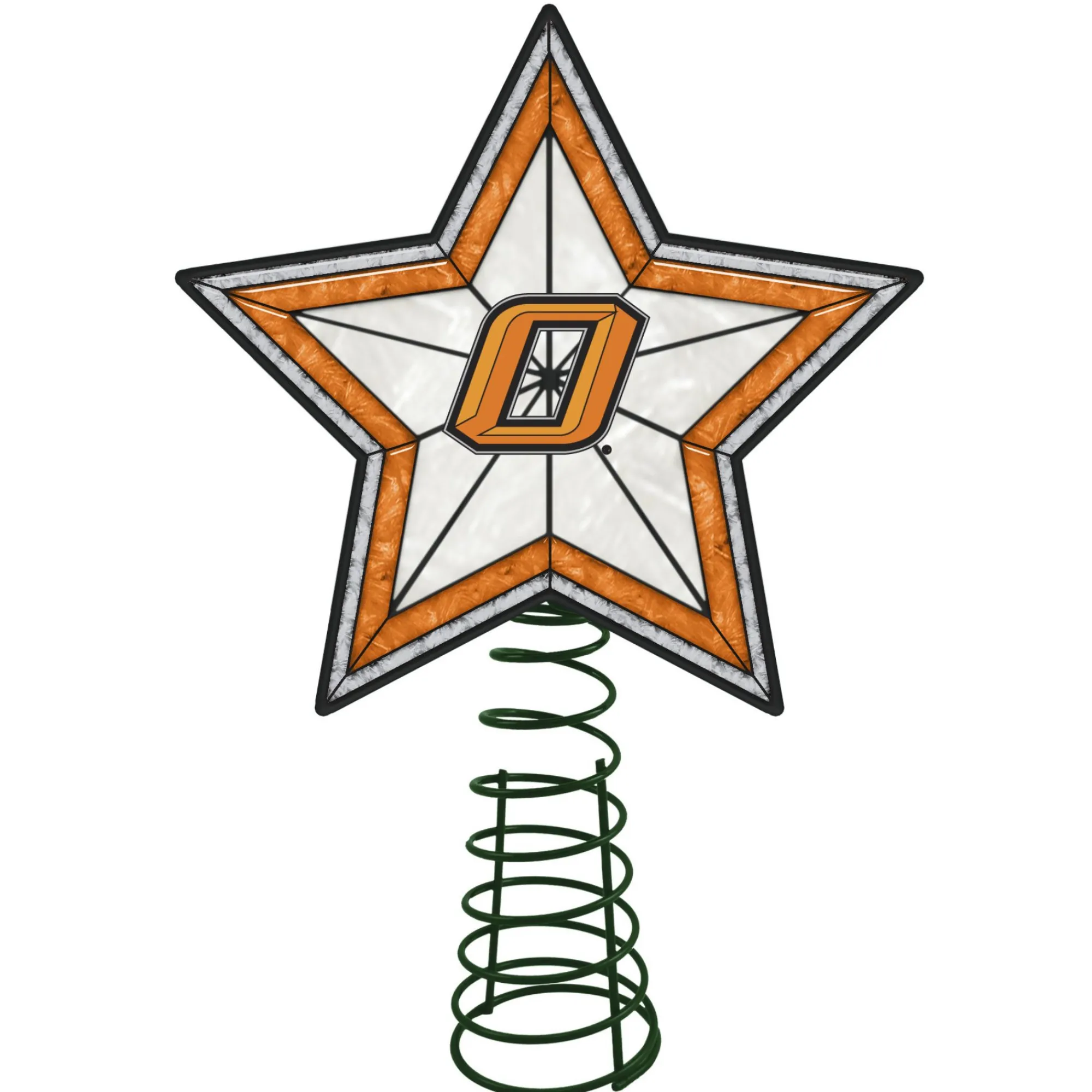 The Memory Company Stars-10" Lighted Orange And White Star Ncaa Oklahoma State Christmas Tree Topper