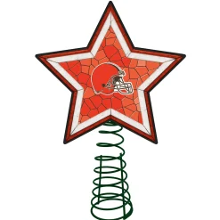 The Memory Company Stars-10" Lighted Orange And White Mosaic Style Star Nfl Cleveland Browns Christmas Tree Topper