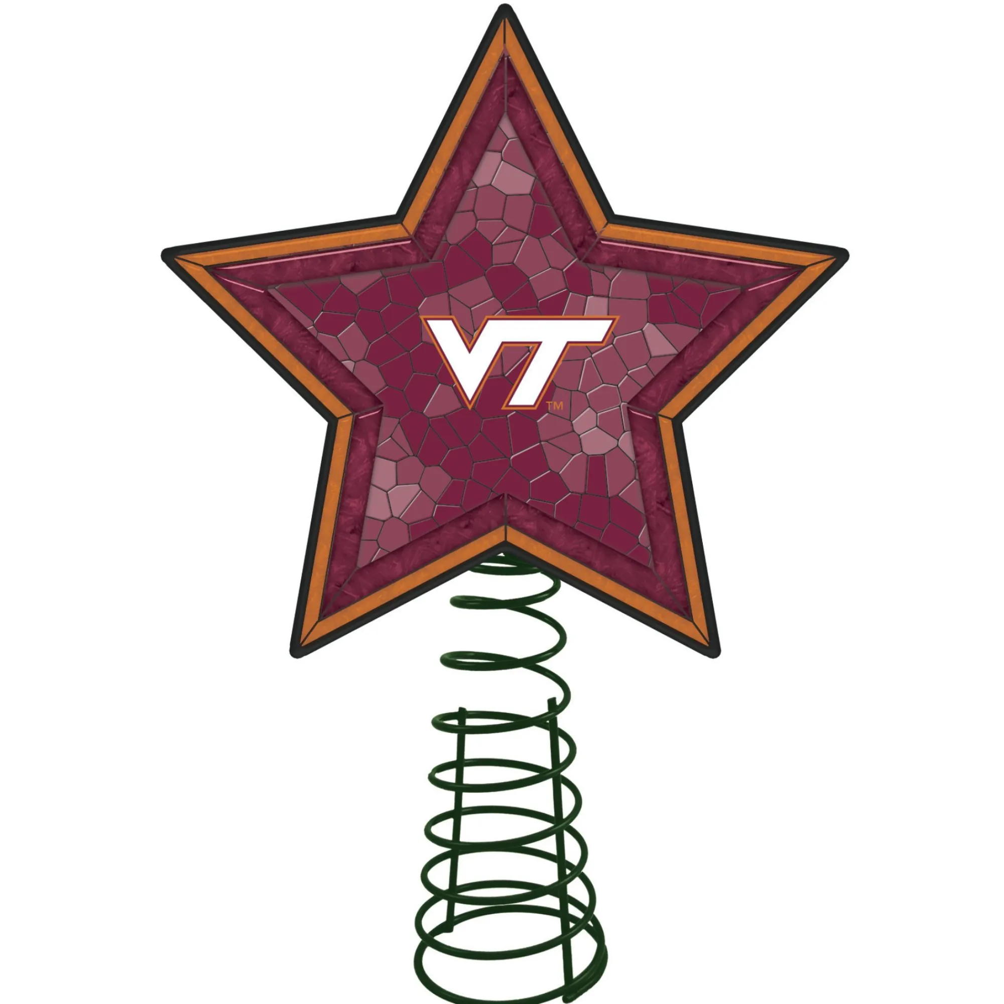 The Memory Company Stars-10" Lighted Pink And White Star Ncaa Virginia Tech Hokies Christmas Tree Topper