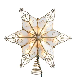 CC Christmas Decor Stars-9.06" Lighted 6-Point Star Shaped Christmas Tree Topper With Twisted Scroll Tips - Clear Lights