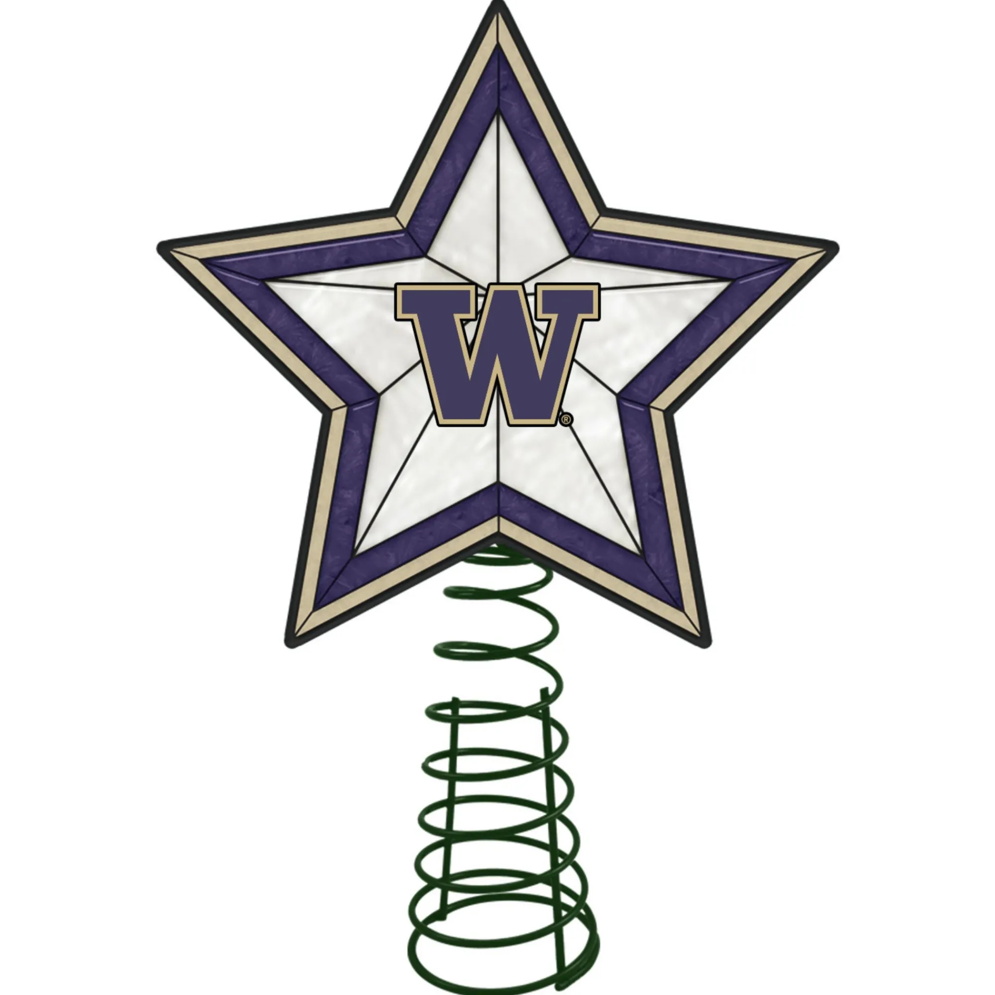 The Memory Company Stars-10" Lighted Purple And Green Star Ncaa Washington Huskies Christmas Tree Topper