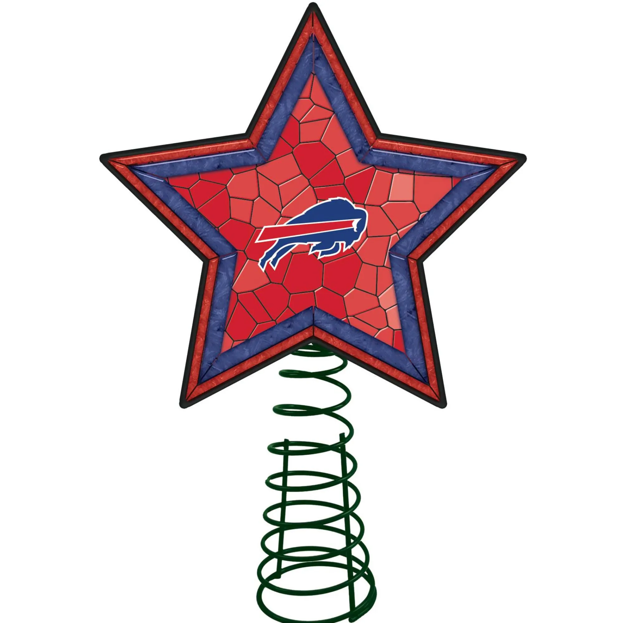 The Memory Company Stars-10" Lighted Red And Blue Mosaic Style Star Nfl Buffalo Bills Christmas Tree Topper