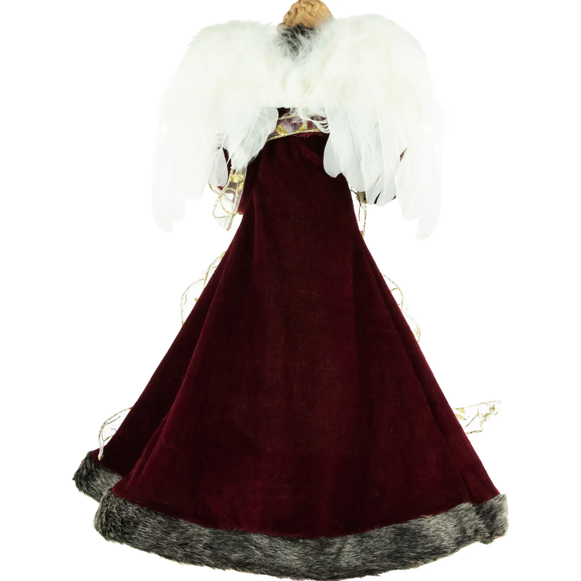 Northlight Angels-18" Lighted Red And Gold Angel In A Dress Christmas Tree Topper - Warm White Lights