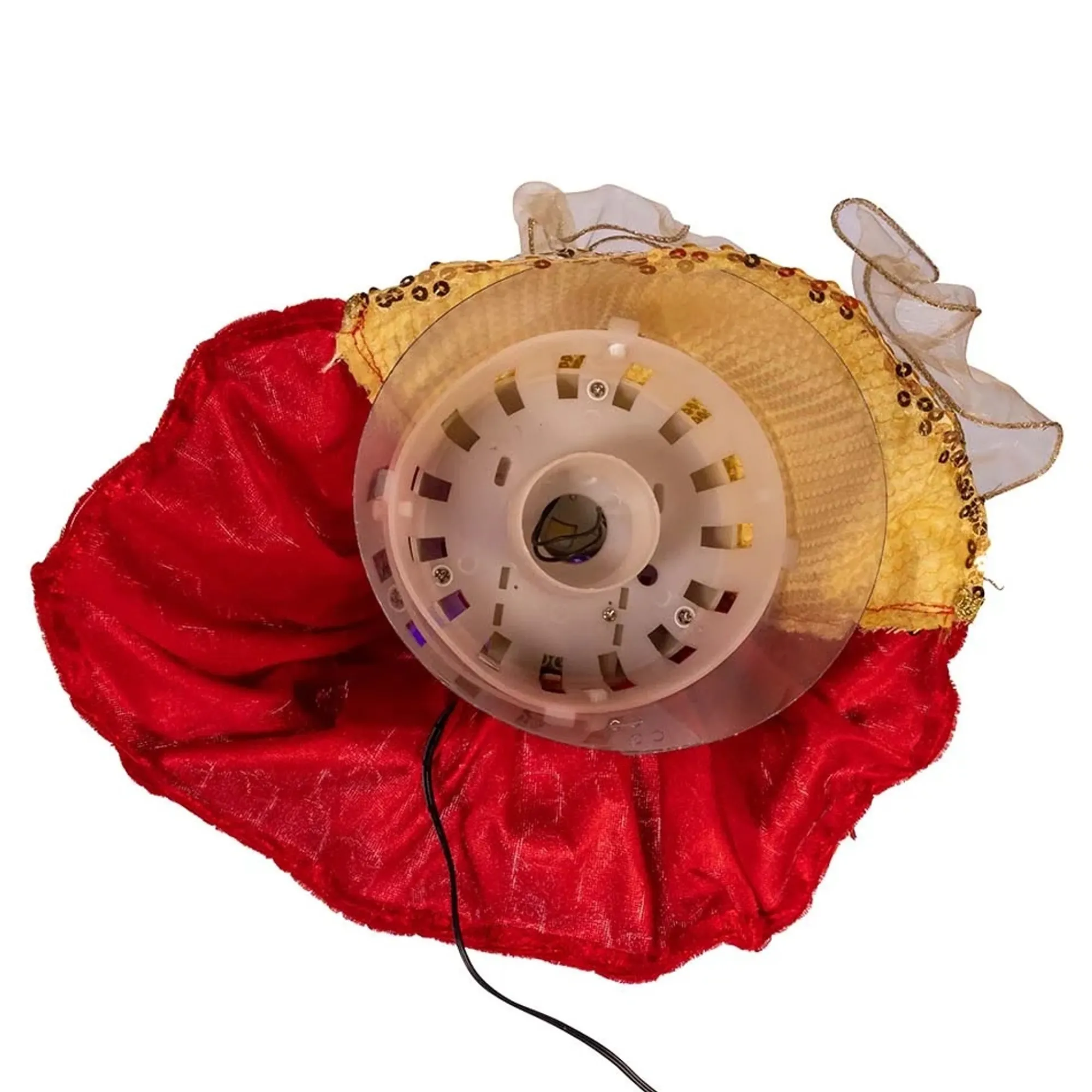 KSA Stars-19" Lighted Red And Gold Angel Design Christmas Tree Topper, Warm White Lights